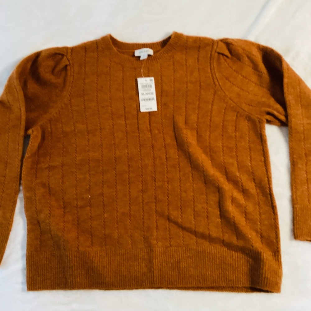 Women's Warm Cable Knit Sweater - orange/pecan roast color